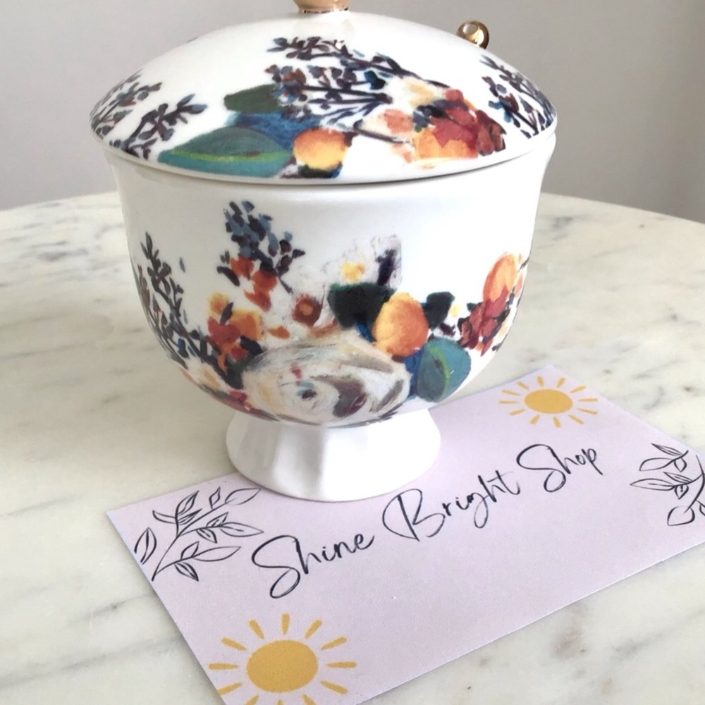 Anthropologie Botanica Handpainted Stoneware Sugar Pot NIB NWT - Picture 11 of 12